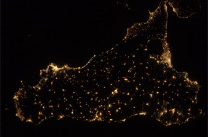 Sicilia dalla spazio immagine di Luca Parmitano
